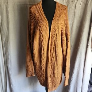 Alstyle Mustard Cable Knit Cardigan